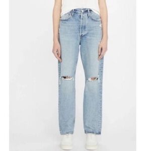 Agolde 90s Mid Rise Ripped Jeans Light Wash